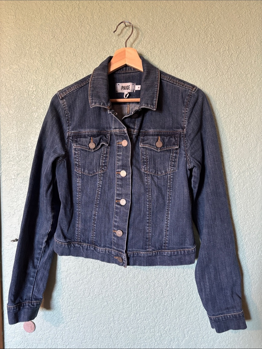 PAIGE Women’s Indigo Long Sleeve Denim Jacket Size Medium Good